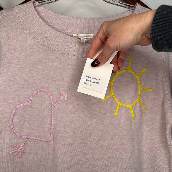 NEW Lisa Todd Gray Sun XO Pink Sweater - Picture 3 of 5